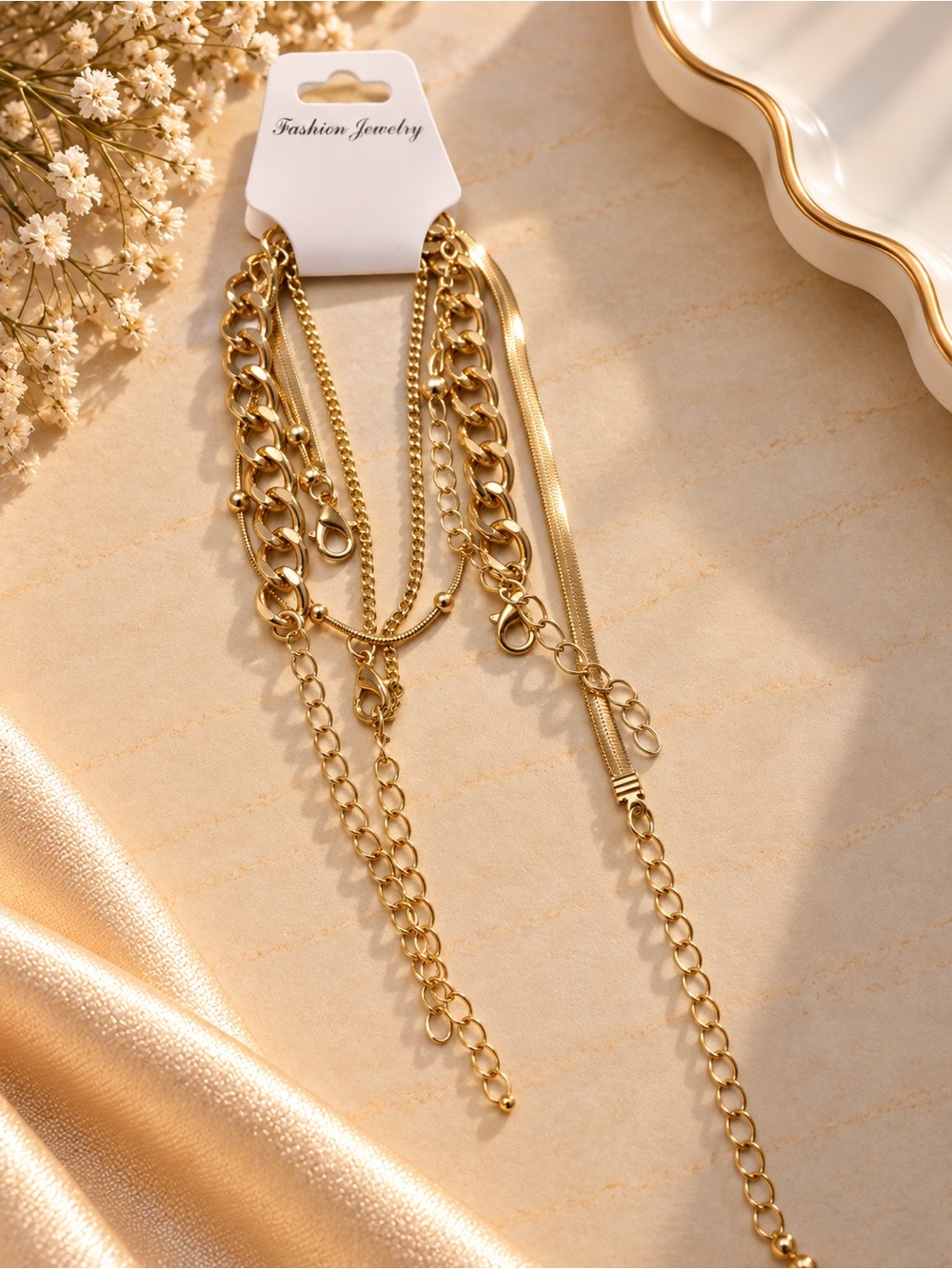 Fashion Jewelry Multi-Layer Gold Chain Necklace